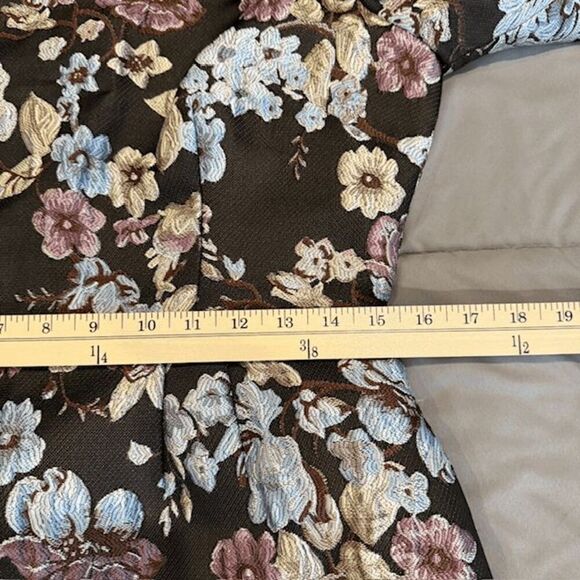 Gal Meets Glam Presley Jacquard Dress Embroidered Textured Back Zip Size 8 - Picture 11 of 13